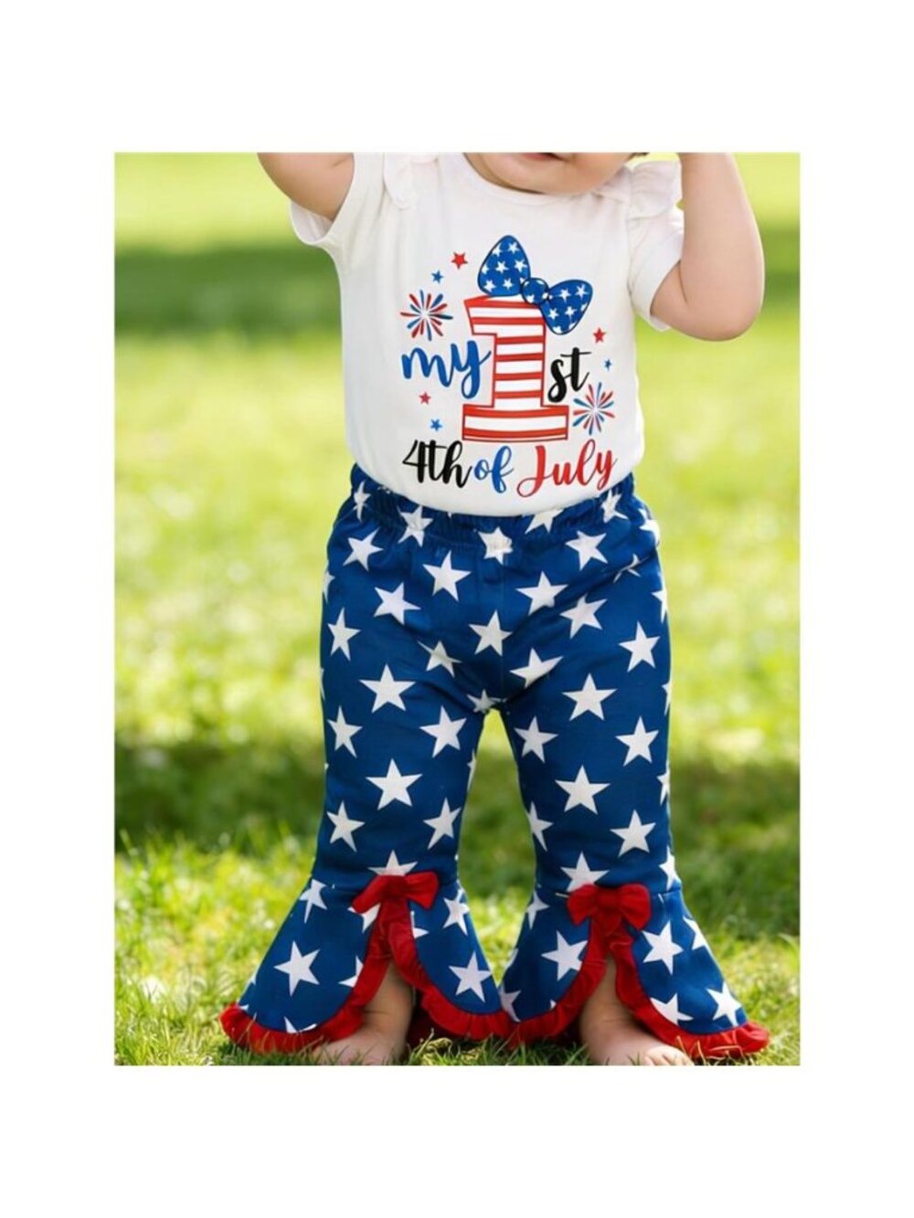 Children's Patriot Letter Bodysuit and Flare Pants 4 Piece Set